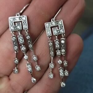 QVC Dimondique Sterling Silver 925 Silver Dangle Chandelier Earrings